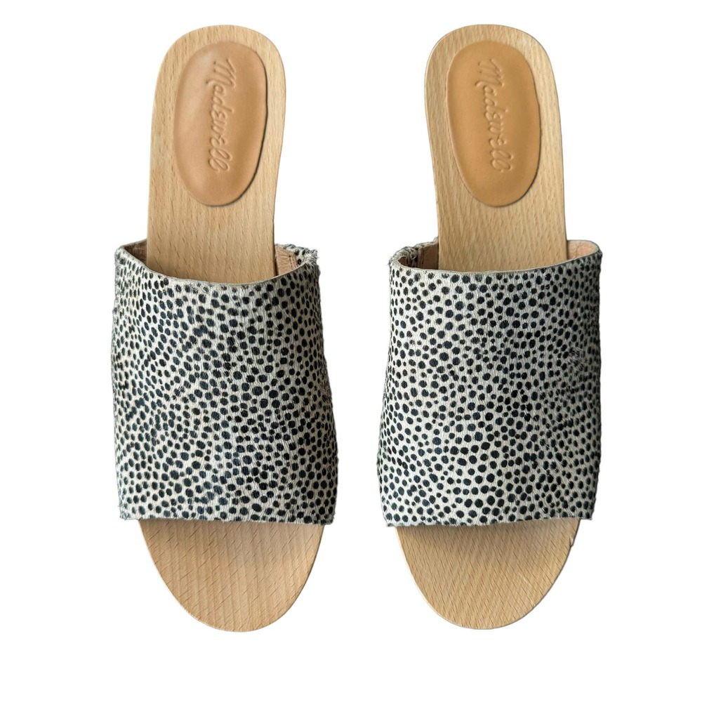 Madewell The Evelyn Slide Clog Sandal In Spotted Calf Hair Summer Size 8 Leather